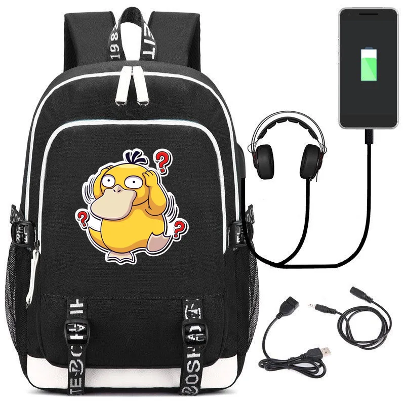 Аниме Пикачу GO Evee USB порт рюкзак сумка замок/интерфейс наушников студенческий блокнот сумка для ноутбука - Цвет: Style 21