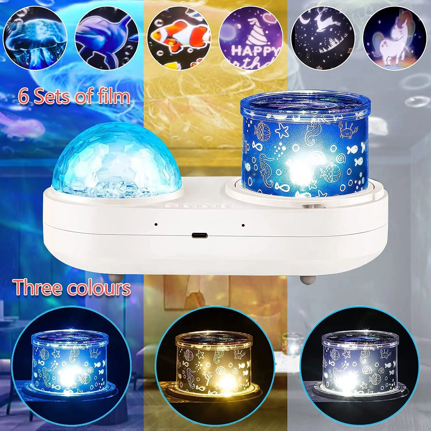 Galaxy Star Ocean Projector Night Lights by Music Speaker Starry Sky Projection Lamp for Home Room Decor Kids  Adults Baby Gift