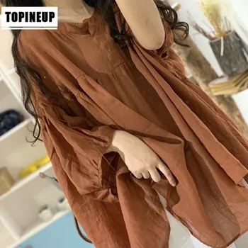 

2020 New Design Fashion Sell Well Stitching Round Neck Loose Slim Shirt Bat Sleeves Solid Color Loose Lapel Tops