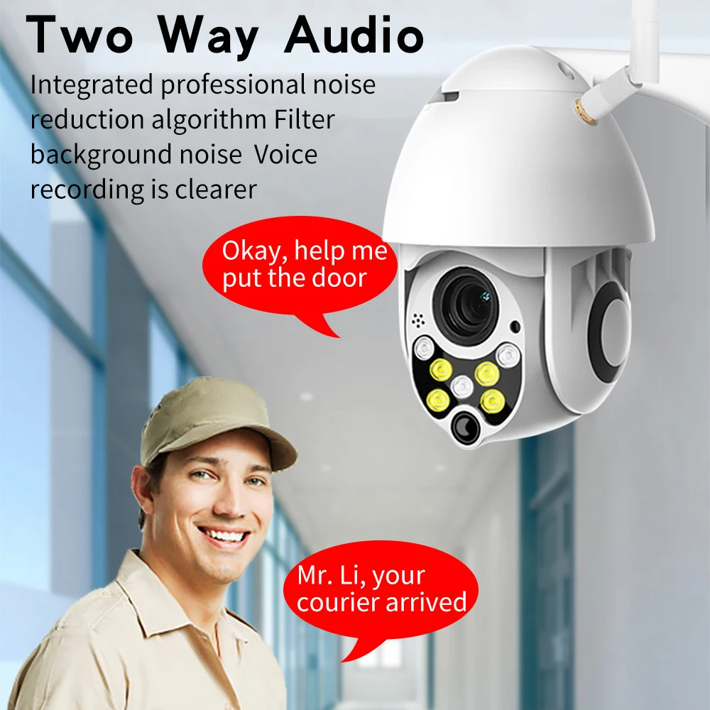 Ycc365plus Outdoor Wifi Camera PTZ 4X Zoom Street Video Surveillance Auto Tracking Motion Detection Remote View Home Security 6