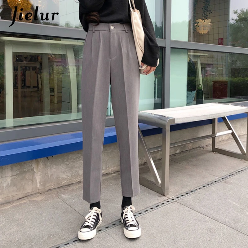 Jielur Grey Suit Pants Women Chic 