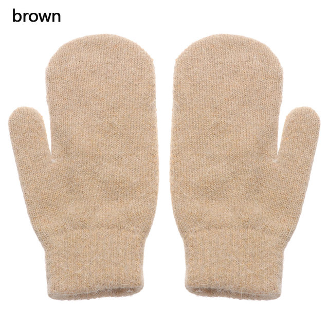 Double-layer Rabbit Hair Gloves Female Winter Korean Version of Solid Color All Fingers Winter Women Gloves Girls Mittens
