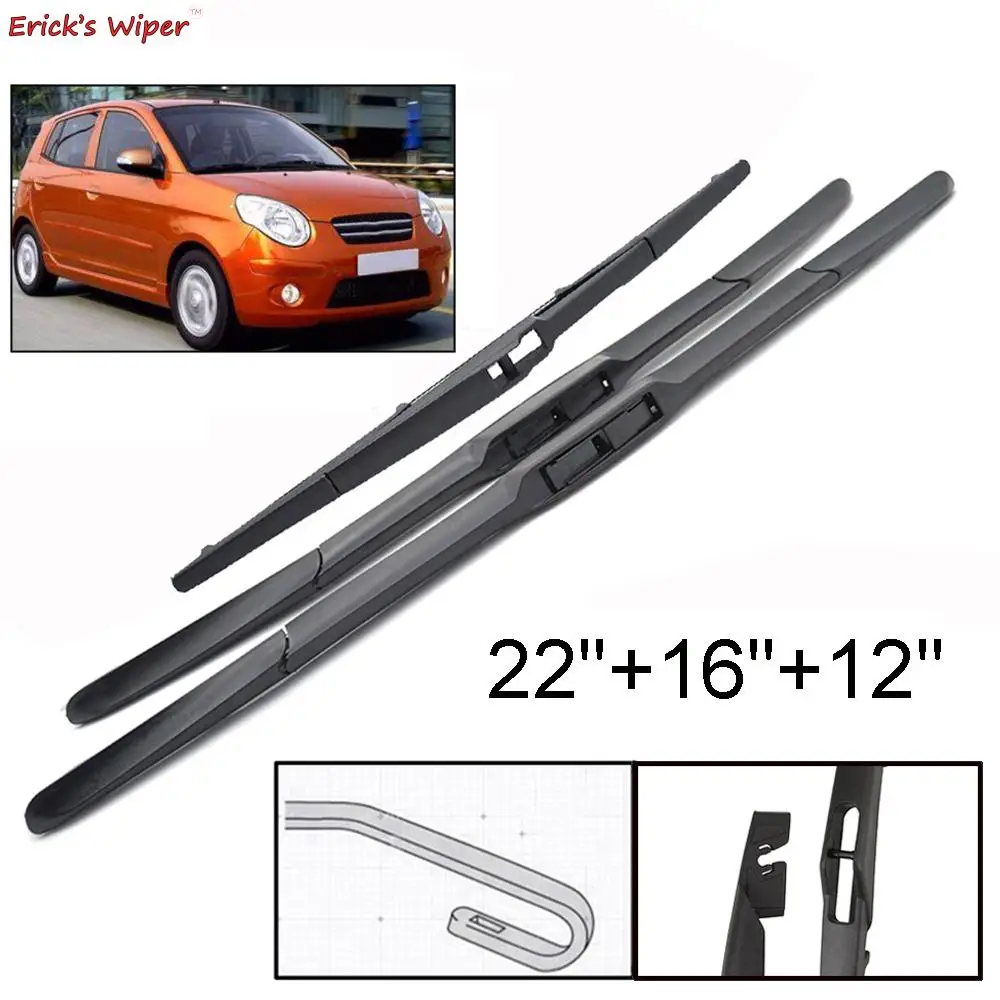Erick's Wiper Front & Rear Wiper Blades Set For Kia Picanto SA MK1 2004