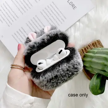 

3D Cute Winter Warm Plush Fox Fur Rabbit ears Headphone Earphone case for Apple Airpods 1 2 pro Wireless Charging Headset Cover