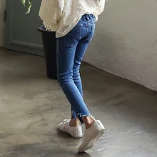 Г. Осенняя одежда в Корейском стиле для девочек; эластичные узкие джинсы; Детские универсальные повседневные брюки средних и больших размеров