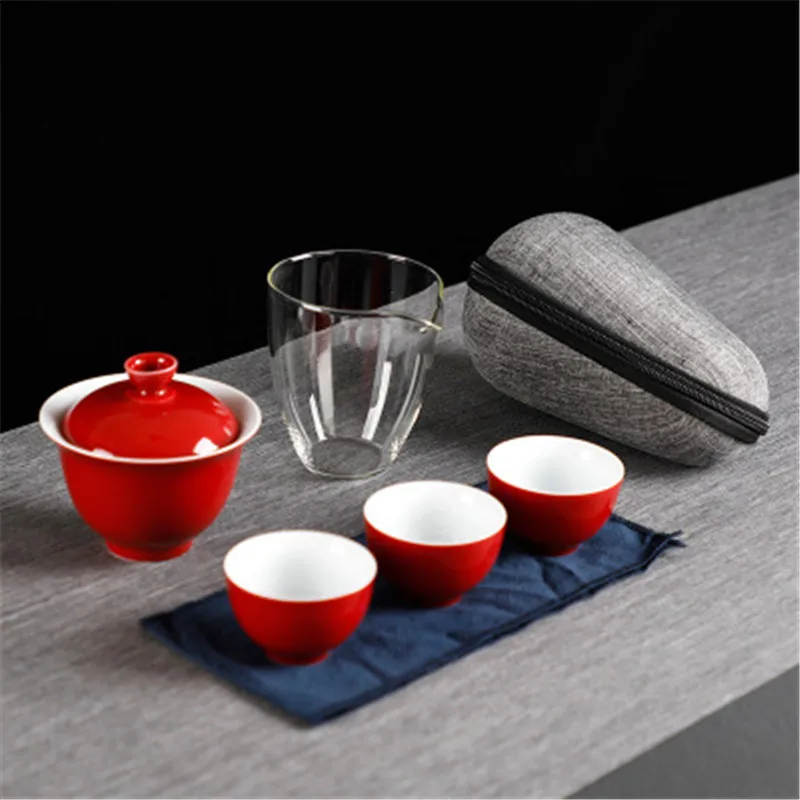 Высококачественный керамический портативный чайный набор для путешествия, чашки для дома и офиса, кофейник для чая, уличные чайные наборы с пакетом, наборы для свадебного подарка
