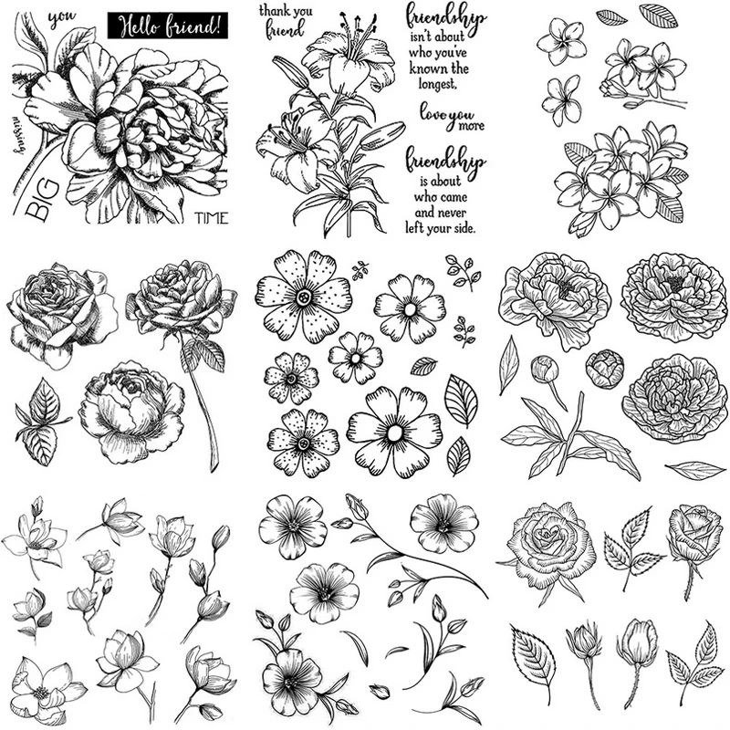 Cartoon Flower Plant Transparent Clear Stamp Diy Decorative Diary Journal Craft Scrapbooking Rubber Stamps Stationery clear stamps for crafting