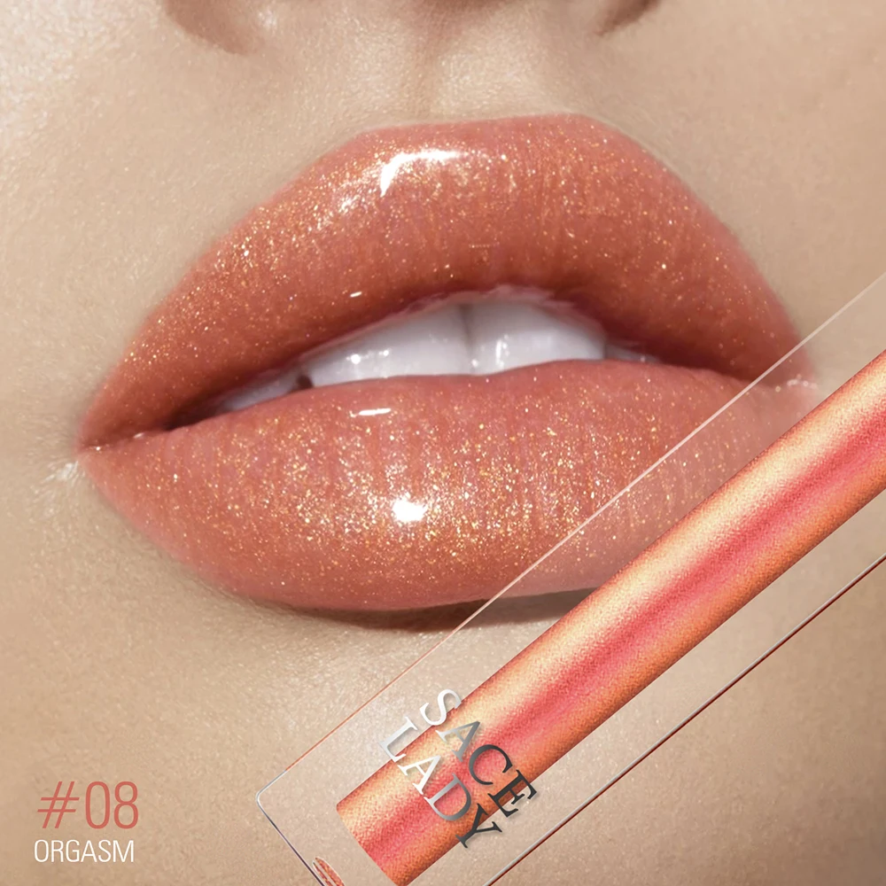 08 Orange SACE LADY Жидкий Макияж 4 цвета Блеск для губ maquiagem зеркальный стеклянный Увлажняющий блеск для губ светильник гель не липкая Мерцающая помада - Цвет: 08 Orange