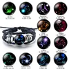 MixMax 12pcs/set 12 Constellations Luminous Handmade Leather Bracelets Snaps Bangles Jewelry Glow in the dark 6