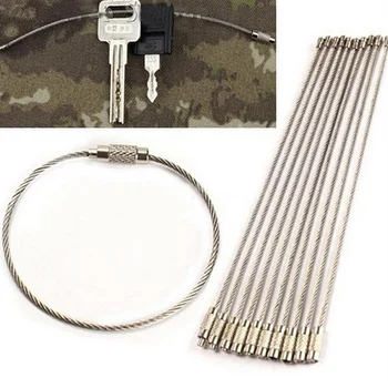 

EDC hang wire chain tag screw luggage rope keyring loop circle bushcraft kit lock gadget ring keychain tool cable key steel