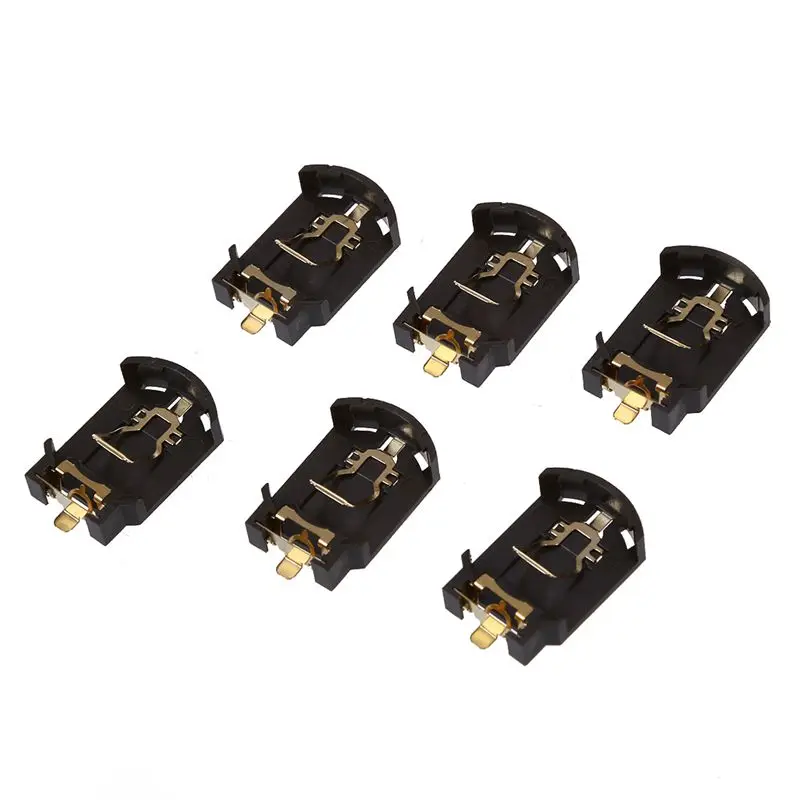 

6PCS Brown Plastic Housing CR2032 Button Cell Battery Socket Holder Case