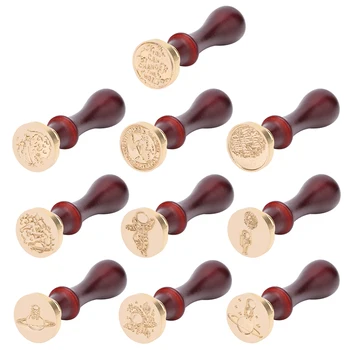 

Vintage copper head wooden handle wax ancient wax seal wood stamp Dong stamp DIY envelope card wedding decoration invitation