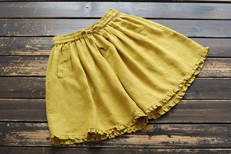 Loose high waist Linen shorts women summer new arrival casual wide leg hot breif all match soild short femme