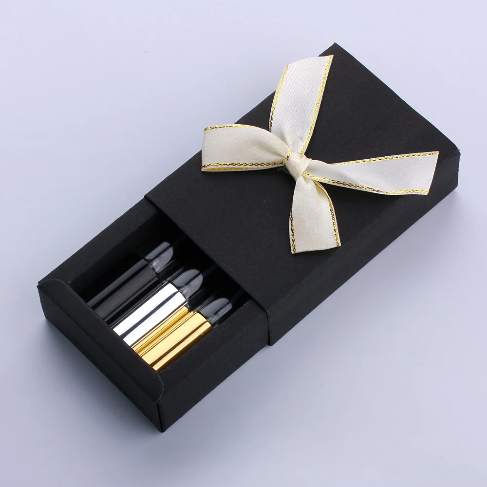 20 Satz/Los 3 in einer Box 10 ml Parfüm-Sprühflasche Aluminium Parfümzerstäuber Probe Geschenk mit Black Box Paket High-End – Detail 9