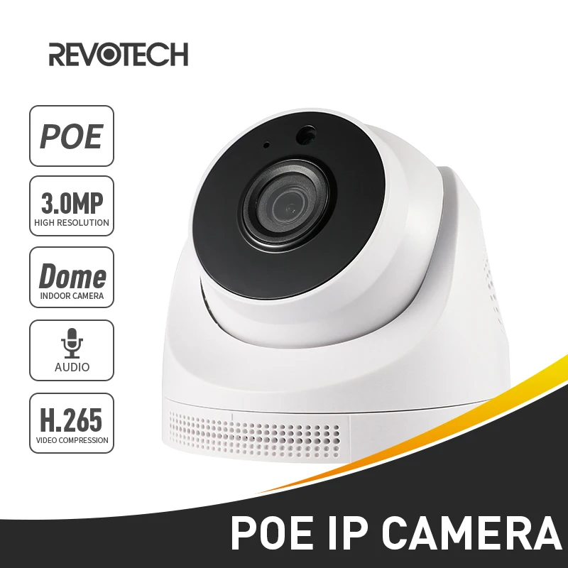 Audio POE H.265 3MP 1296P HD IP Camera LED IR Night Vision Dome Security Indoor P2P CCTV System Video Surveillance Cam | Безопасность и