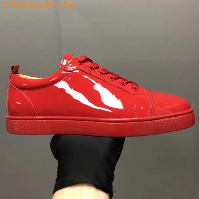 

Chentel Noble Real Leather Red Color Men Casual Shoes Party Shoes Men High Quality Flats Lace-Up Comfortable Sneakers Big Size
