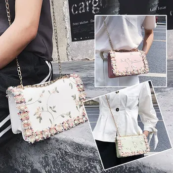 

1 PC Square Flowers Bag Women Lace Flowers Shoulder Bag Summer Crossbody Boho Beach Women Handbag Pouch Fashion Dropship New
