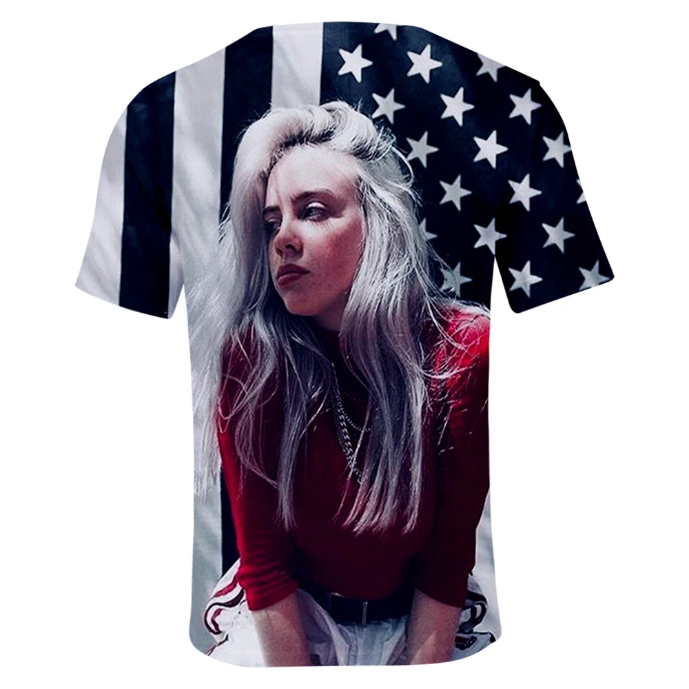 Billie Eilish популярная 3DT рубашка Женская Мужская модная Осенняя и летняя футболка с коротким рукавом Мужская и женская фиолетовая Повседневная рубашка