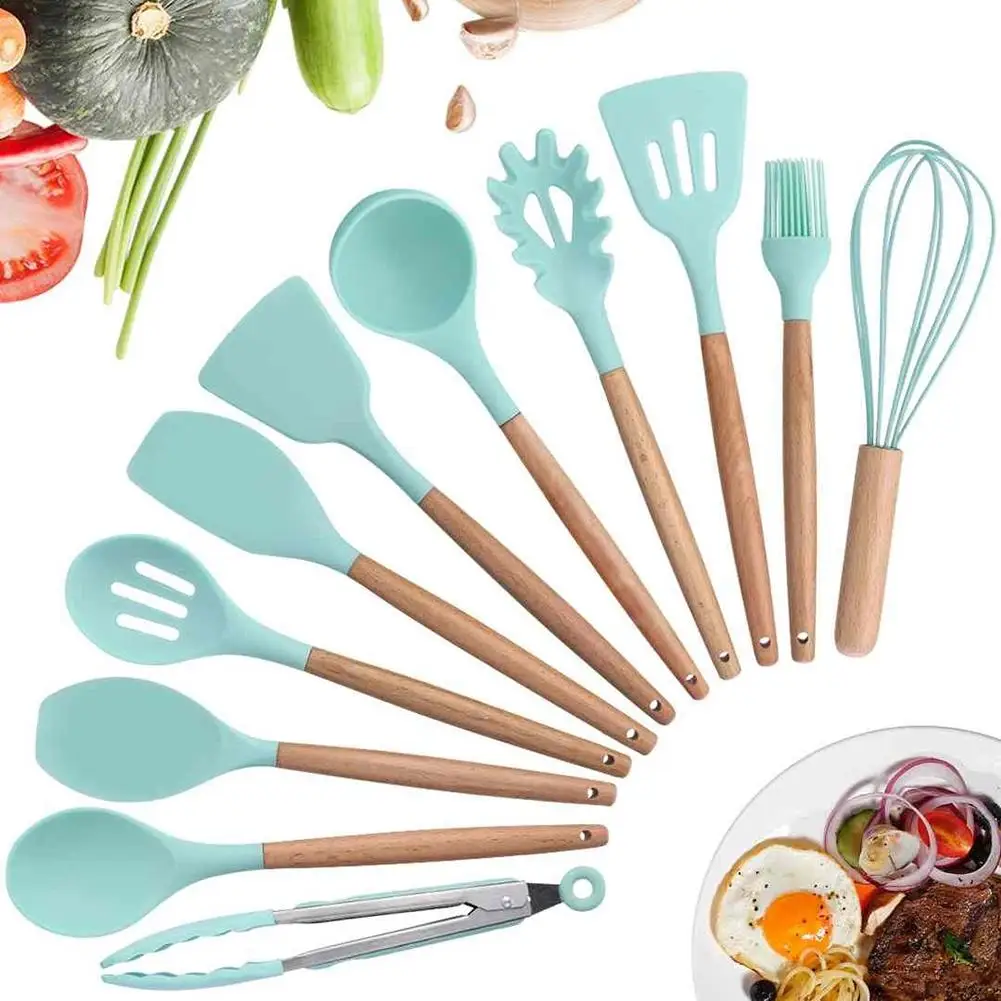 

new 11Pcs Kitchen Utensil Nonstick Cooking Tool Kitchen Gadgets Silicone Kitchen Cooking Tool Sets with Storage Box Spoon Shovel