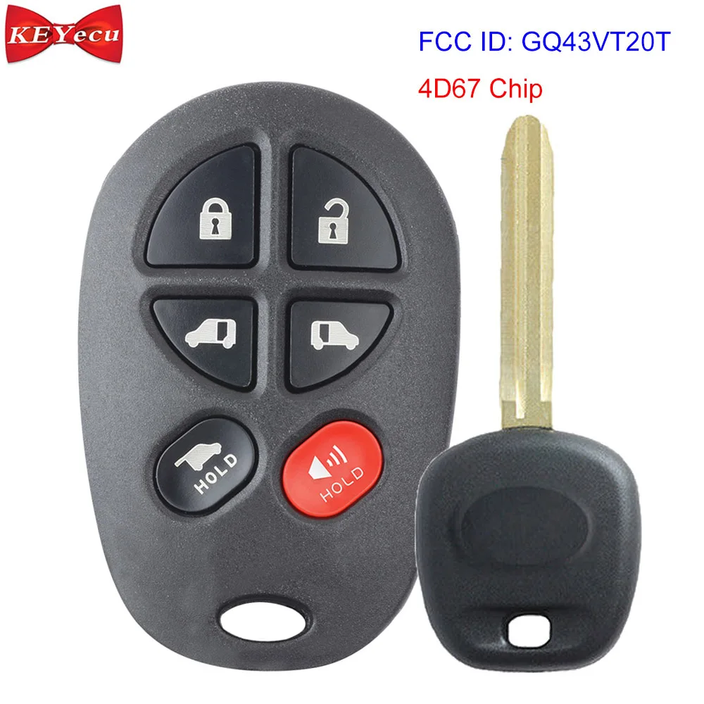 

KEYECU for Toyota Sienna 2004 2005 2006 2007 2008 2009 2010 Remote Car Key Fob FCC ID: GQ43VT20T 4D67 Chip