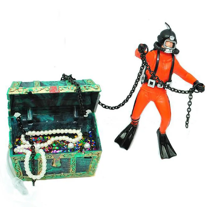 Treasure Hunter Diver Action Figure with AIR FLOW CONTROLLER for Aquarium  Fish Tank Ornament Landscape Decoration Accessories