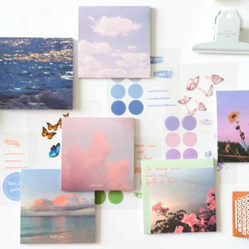

VanYi 96 pcs/lot Geng Geng Xinghe Self Adhesive Memo Pads Minimalist Write Down Points Artsy Style Cycle Laptop Notepads Notes