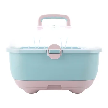 

Baby Bottle Receiving Box Plastic Transparent Covered Household Cup Snack Toys Finishing Storage Box Large