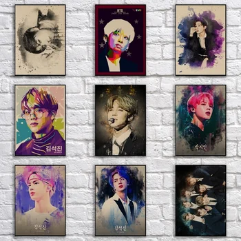 

Vintage Poster Retro Kraftpaper Bangtan Boys Poster Art Painting Funny Fancy Wall Sticker for Coffee House Bar