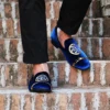 XQWFH Fashion Rhinestone Loafers for Men Slip-On Smoking Slippers Gold Emblem Tuxedo Dress Shoes Soft Casual Flats Wedding Shoes 5