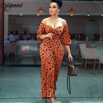

Elegant Sexy Jumpsuits Women Polka Dots Loose Trousers Wide Leg Pants Rompers Holiday Backless Leotard Overalls