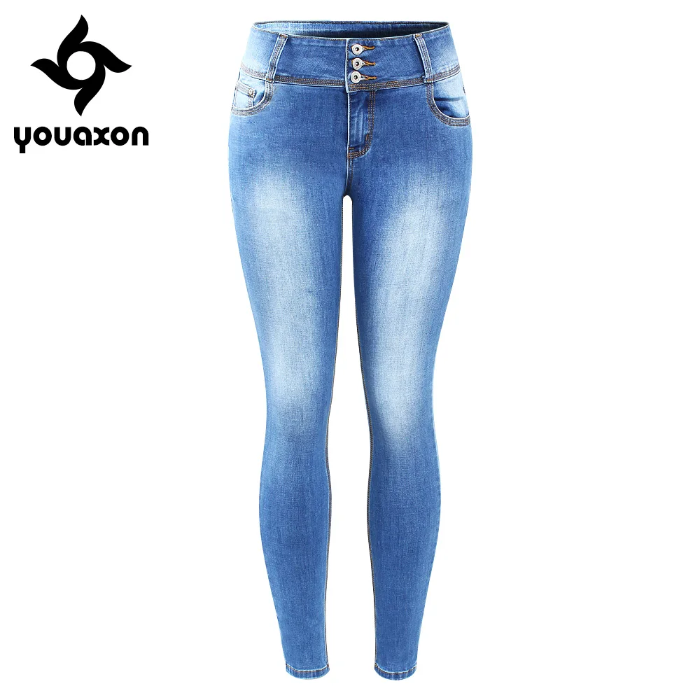 

2221 Youaxon New Arrived EU Size 5 Pockets Skinny Jeans Woman Plus Size Stretchy Denim Pants Trousers For Women Jean