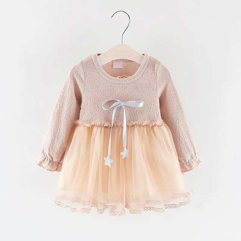 CYSINCOS платье для маленьких девочек детская одежда из хлопка с длинными рукавами детское платье принцессы с бантом и сеткой