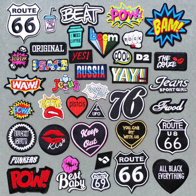 ROCK BOOM BAM POW Patch for Clothing Iron-on Embroidered Sewing Applique Cute Sew-On Fabric Badge DIY Apparel Accessories images - 6