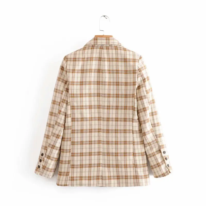 

F4899-Western Style WOMEN'S Dress 2019 Spring And Autumn New Style Two-Button Retro Plaid Suit Jacket Women's