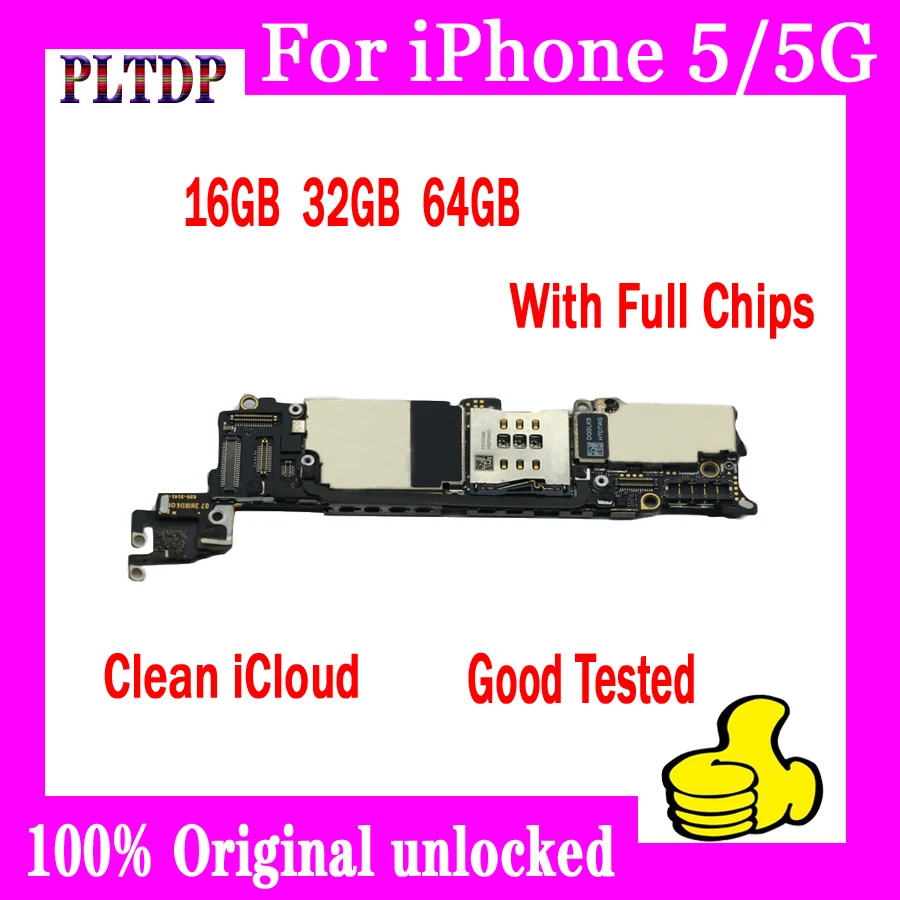 Полностью разблокированная материнская плата для iphone 5 clean iCloud 100% оригинал