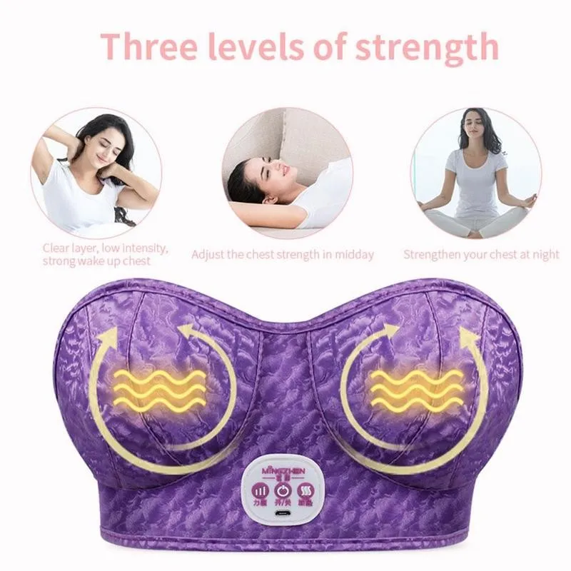 US $23.46 USB Charging Electric Breast Massage Bra Vibration Chest Massager Growth Enlargement Enhancer Breast Heating Stimulator Machine