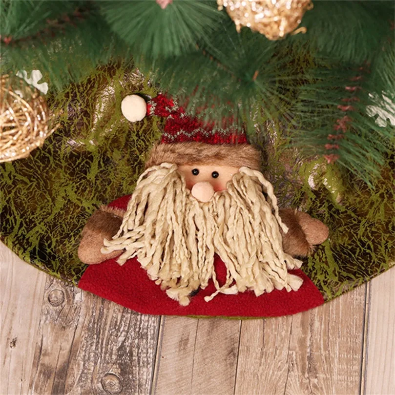 

New Year Decoration Christmas Tree Skirt Xmas Tree Mat Santa Claus Snowman Cloth Skirt Round 60cm Pie De Arbol Navidad Gift