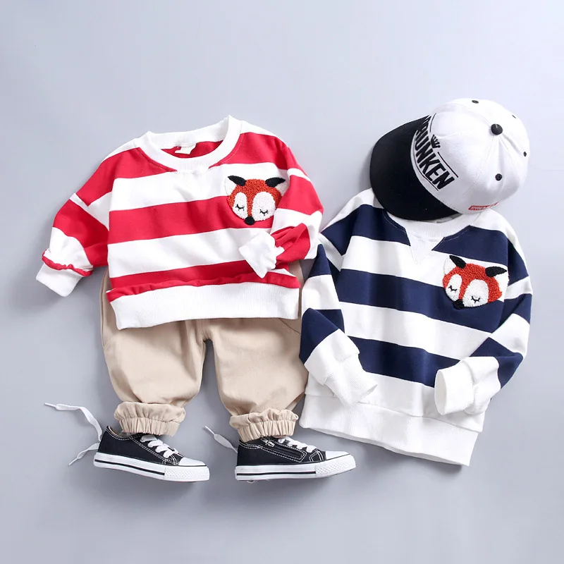 Boys Clothing Sets Autumn Children Striped Casual Pattern T-shirt+Pants 2pcs Sports Suits For Boys Kids Tracksuits Clothes Sets