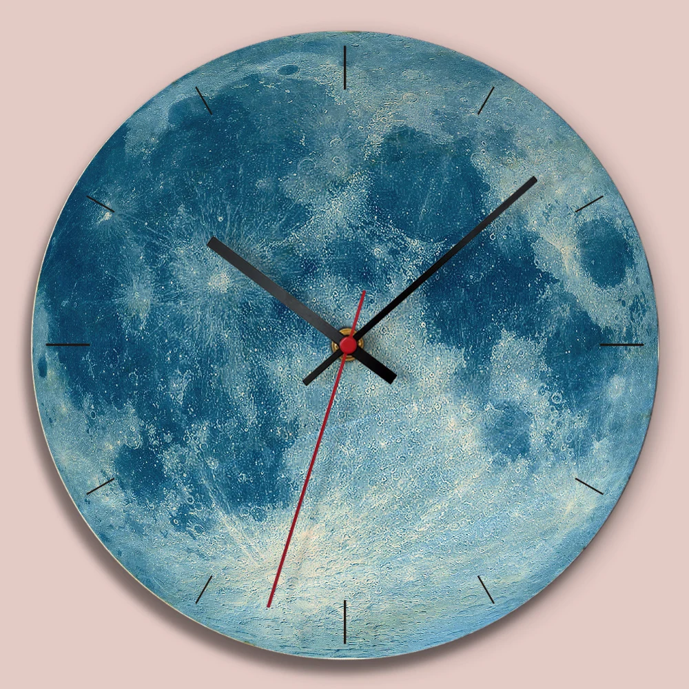 М. Сверкающие креативные настенные часы с изображением Луны, 11 дюймов, настенные часы для гостиной, деревянное украшение для стены, немые часы, уникальный подарок - Цвет: Белый