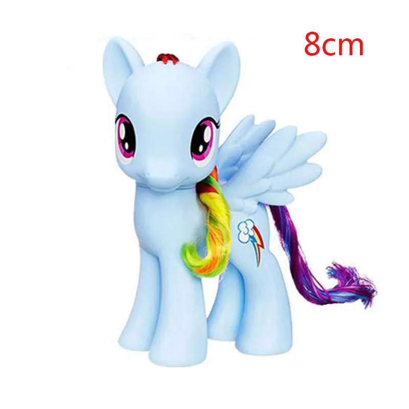 My Little Pony Радуга пони мини пони Радуга Дэш Сумеречная Искорка Флаттершай Принцесса Пони девочка подарки игрушка 8 см - Цвет: Rainbow dash no box