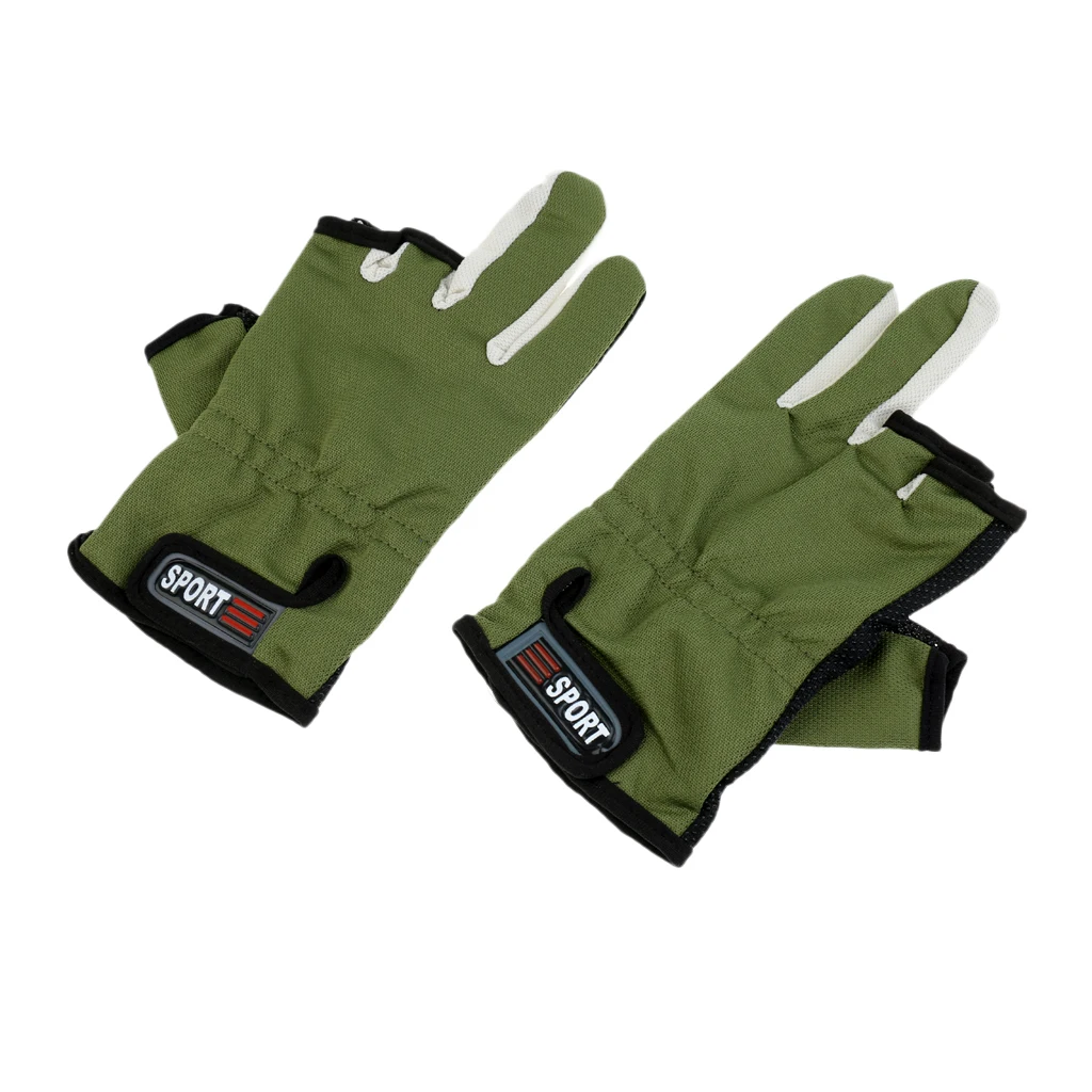 1 Pair Anti Slip 3 Low Cut Finger Fishing Gloves With Adjustable Wrist Strap Fishing Gloves for Fishing Camping 