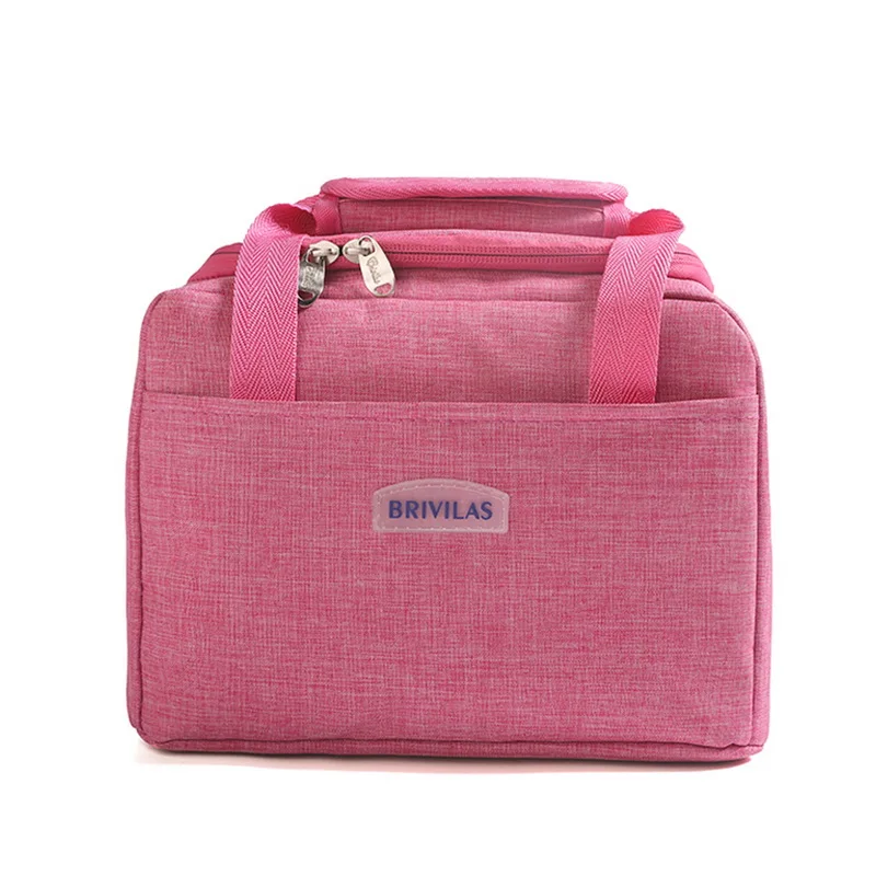 Litthing Портативный Ланч-мешок Термоизолированный Ланч-бокс большая сумка-охладитель Bento мешок ланч-контейнер школьные сумки для хранения еды - Цвет: rose red
