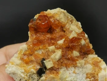 

32.2g.Rare natural garnet crystal hexagonal point feldspar mica brass multi mineral crystal symbiotic halo energy healing