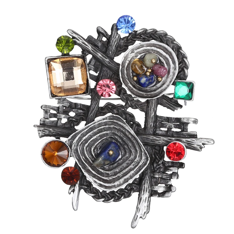 

Vintage Original Multicolor Stone Brooches For Men 2019 Large Geometric Matel Brooch Pins Women Bohemia Jewelry Broszka