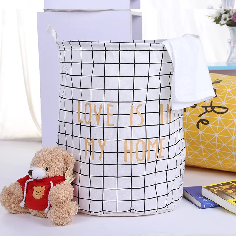 40x50cm White Grid Корзина для пикника подставка с корзиной коробка для хранения игрушек супер большой мешок хлопок стирка грязная одежда большая корзина Органайзер ручка - Цвет: 40x50cm White Grid