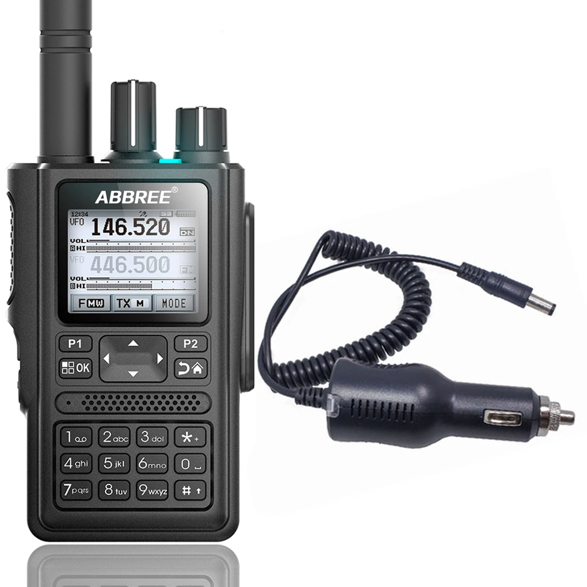 ABBREE AR-F8 gps 6 полос(136-520 МГц) 8 Вт 999CH Многофункциональный VOX DTMF SOS lcd цветной любительский Ham двухстороннее Радио рация - Цвет: add   car charger