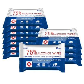 

10 sheets/Pack Alcohol Wipes 75% Hand Wipes Wet Swabs Pads Lysol Disinfection Wipes Antiseptic Cleanser Cleaning Sterilization