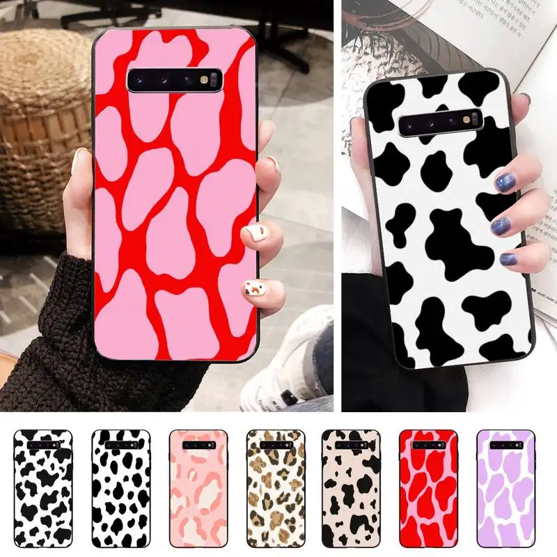 White Black Cow Symbol Pattern Luxury Phone Case For Samsung S10 Lite S9 Plus A10 A20 A30 A40 A50 A50s A3 A7 A310 A72 A750 | Мобильные