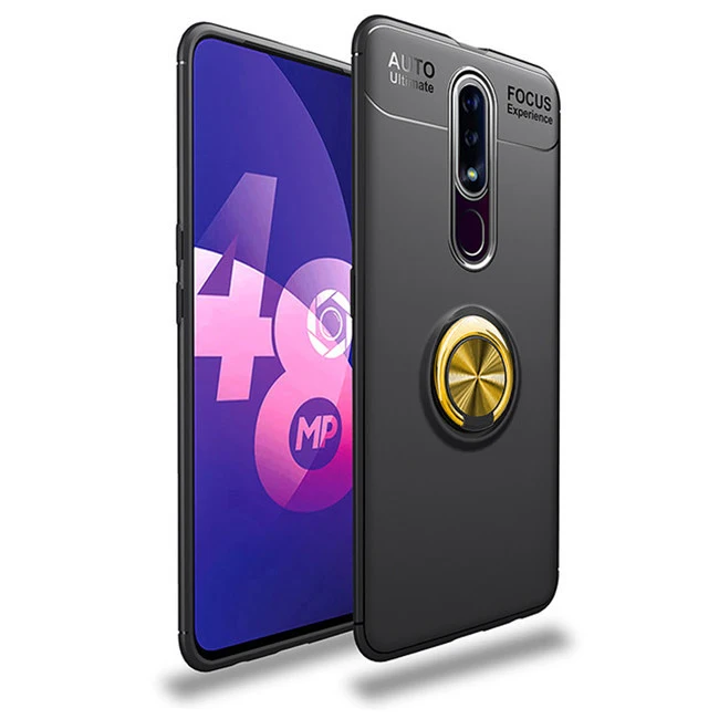 Чехол для Motorola Moto G7 с магнитным кольцом на палец, задняя крышка для телефона для Moto G7 G7 Play Capas для G7 Coque - Цвет: black gold