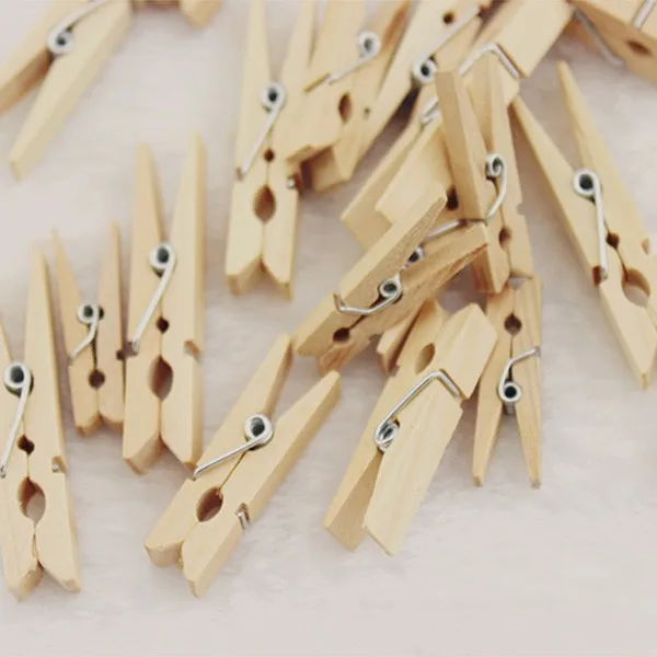 

G Hot Sale 50 Pieces/set Mini Wooden Natural Pegs Pack Of Small Favour Wedding Party Natural Clip New Wooden Clip